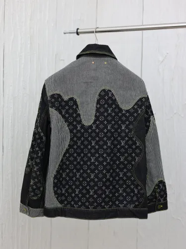 Louis Vuitton New Logo Jacquard Contrast Splicing Cowboy Coat