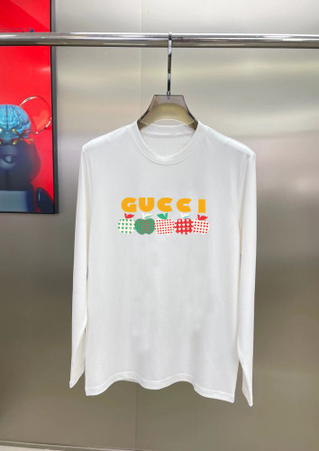 Gucci Apple Logo Printed Long Sleeve T-shirt Unisex Loose Cotton T-shirt