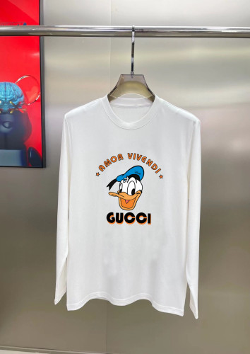 Gucci Donald Duck Logo Printed Long Sleeve T-shirt Unisex Loose Cotton T-shirt