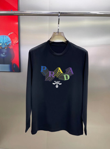 Prada Color 3D Logo Printed Long Sleeve T-shirt Unisex Casual Loose T-shirt