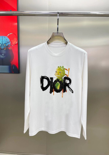 Dior Fashion Cartoon Logo Printed Long Sleeve T-shirt Unisex Casual Cotton T-shirt