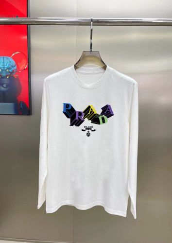 Prada Color 3D Logo Printed Long Sleeve T-shirt Unisex Casual Loose T-shirt