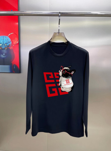 Givenchy Dog Logo Printed Long Sleeve T-shirt Unisex Loose Cotton T-shirt