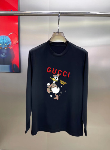 Gucci Donald Duck Logo Printed Long Sleeve T-shirt Unisex Loose Cotton T-shirt