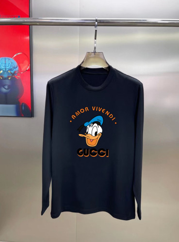 Gucci Donald Duck Logo Printed Long Sleeve T-shirt Unisex Loose Cotton T-shirt