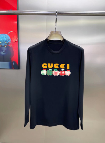 Gucci Apple Logo Printed Long Sleeve T-shirt Unisex Loose Cotton T-shirt