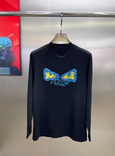 Fendi Classic Logo Printed Long Sleeve T-shirt Unisex Loose Casual T-shirt