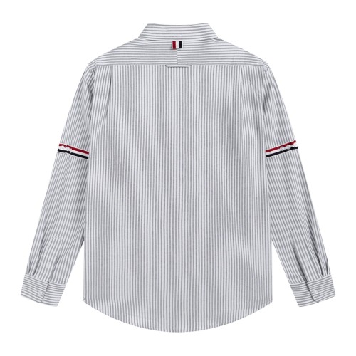 Thom Browne New Classic Striped Double Sleeve Ribbed Oxford Long Sleeve Shirt