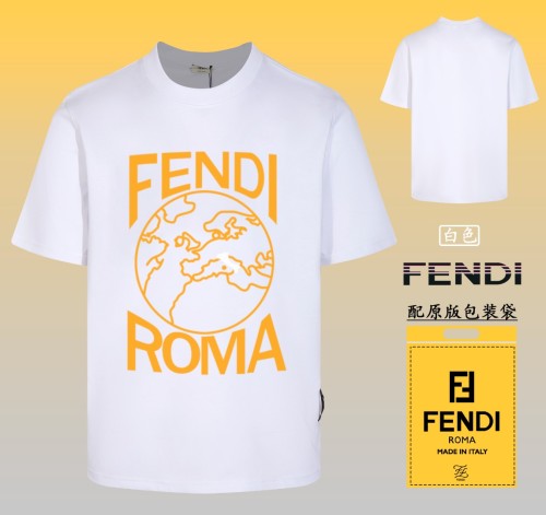 Fendi Personalized Logo Printed Round Neck Short Sleeve Couple Casual Cotton T-shirt