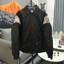 Louis Vuitton Fashion Floral Splicing Long Sleeve Jacket Unisex Retro Casual Coat
