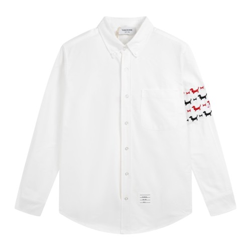 Thom Browne New Classic Single Sleeve Embroidered Dog Oxford Long Sleeve Shirt