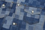 Louis Vuitton Fashion Mosaic Checkered Fuzzy Denim Jacket Coat