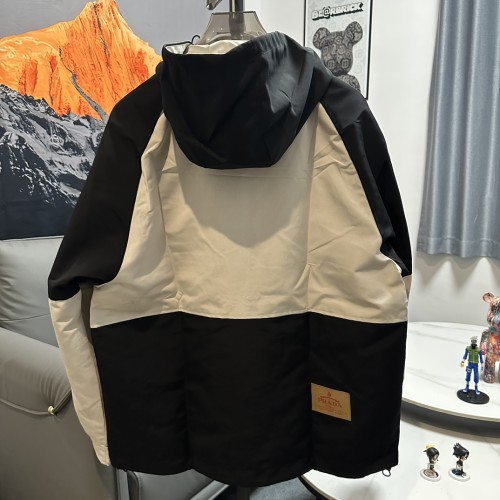 Prada New Splicing Zipper Hooded Jacket Unisex Casual Hooded Coat