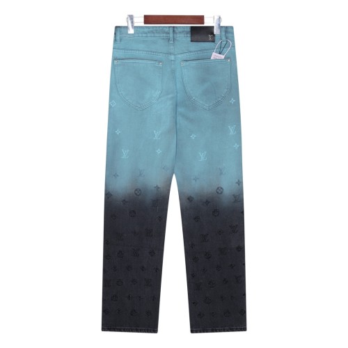 Louis Vuitton Fashion Contrast Gradient Embroidered Laundry Jeans