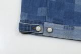 Louis Vuitton Fashion Mosaic Checkered Fuzzy Denim Jacket Coat