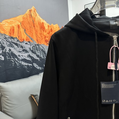 Prada New Embroidered Letter Jacket Unisex Casual Hoodie Coat