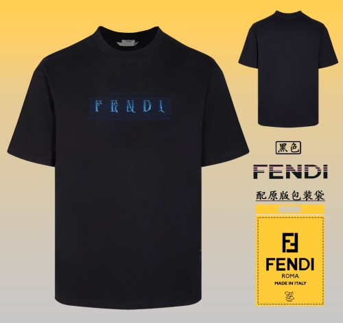 Fendi Classic Logo Printed Round Neck Short Sleeve  Couple Casual Cotton T-shirt