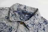 Louis Vuitton Street High Destruction Flower Rose Jacquard Jacket Fashion Washed Denim Jacket
