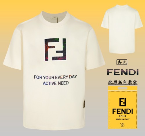 Fendi Personalized Logo Printed Round Neck Short Sleeve Couple Casual Cotton T-shirt