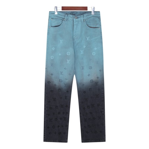 Louis Vuitton Fashion Contrast Gradient Embroidered Laundry Jeans