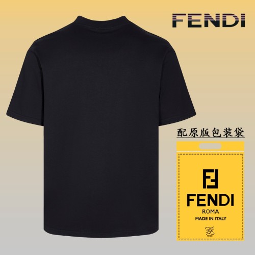 Fendi Classic Logo Printed Round Neck Short Sleeve  Couple Casual Cotton T-shirt