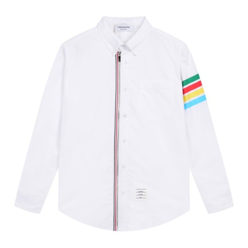 Thom Browne New Classic Zipper Shirt Couple Color Four Bar Cardigan Coat