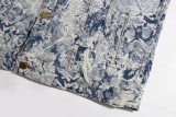 Louis Vuitton Street High Destruction Flower Rose Jacquard Jacket Fashion Washed Denim Jacket