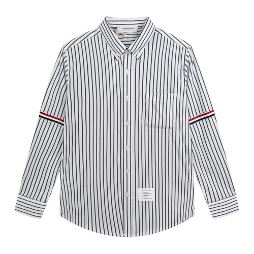Thom Browne Double Sleeve Badge Classic Basic Stripe Long Sleeve Shirt