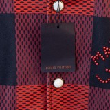 Louis Vuitton Classic Stinger Logo Ball Jacket Couple Splice Leather Checkered Coat