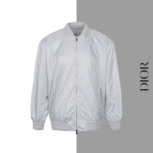 Dior Classic Dark Pattern Full Print Jacquard Zipper Coat Unisex Oversize Casual Coat