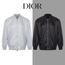 Dior Classic Dark Pattern Full Print Jacquard Zipper Coat Unisex Oversize Casual Coat