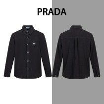 Prada Classic Triangular Logo Washed Casual Denim Jacket