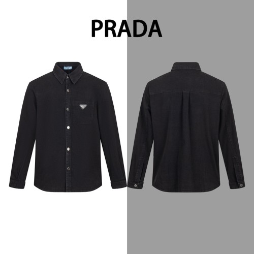 Prada Classic Triangular Logo Washed Casual Denim Jacket
