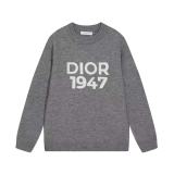 Dior Embroidered Letter Logo Round Neck Sweater Wool Sweater
