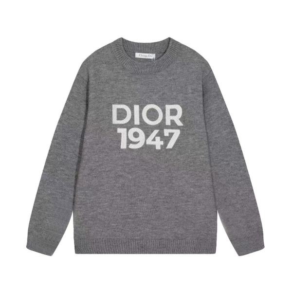 Dior Embroidered Letter Logo Round Neck Sweater Wool Sweater