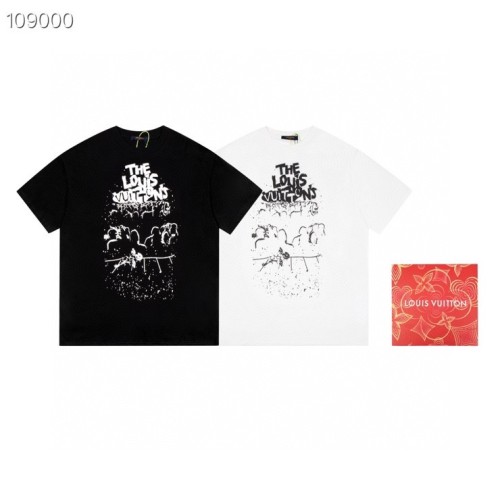 Louis Vuitton Fashion Concert Gradient 3D Printed Short Sleeve Couple Loose Round Neck T-shirt