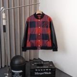Louis Vuitton Classic Stinger Logo Ball Jacket Couple Splice Leather Checkered Coat