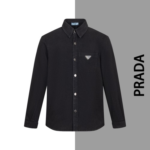 Prada Classic Triangular Logo Washed Casual Denim Jacket