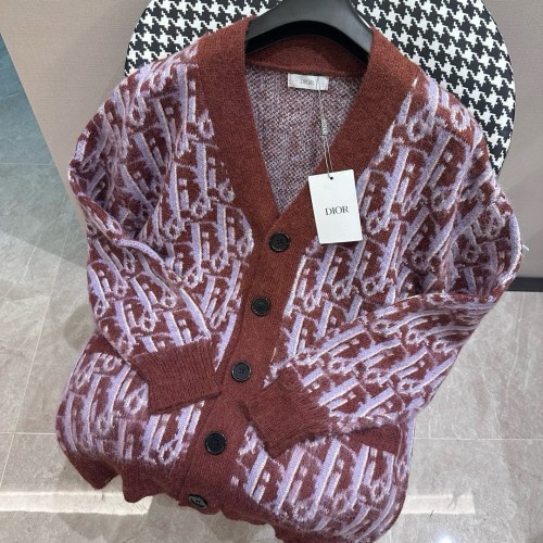 Dior New Full Logo Jacquard Casual Cardigan Sweater