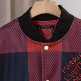 Louis Vuitton Classic Stinger Logo Ball Jacket Couple Splice Leather Checkered Coat