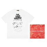Louis Vuitton Fashion Concert Gradient 3D Printed Short Sleeve Couple Loose Round Neck T-shirt