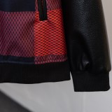 Louis Vuitton Classic Stinger Logo Ball Jacket Couple Splice Leather Checkered Coat
