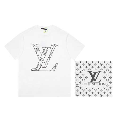 Louis Vuitton Fashion Logo Letter Printed Short Sleeve Unisex Casual Loose T-shirt