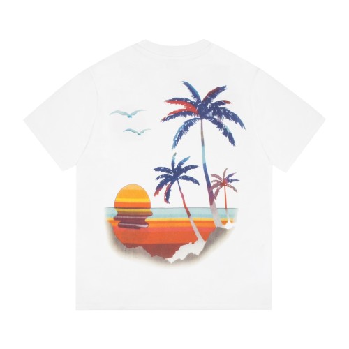 Louis Vuitton Beach Fashion Beach Sunset Printed Short Sleeve Couple Loose Round Neck T-shirt