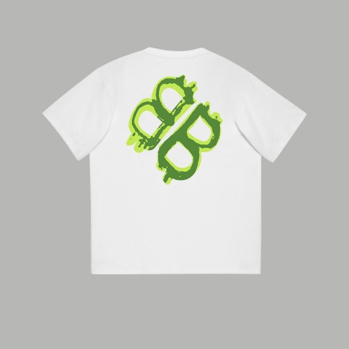 Balenciaga Fashion Graffiti Double B Printed Short Sleeve Unisex Casual Round Neck T-shirt