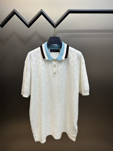 Louis Vuitton Fashion Hollow Logo Three Color Collar Woolen Polo Shirt
