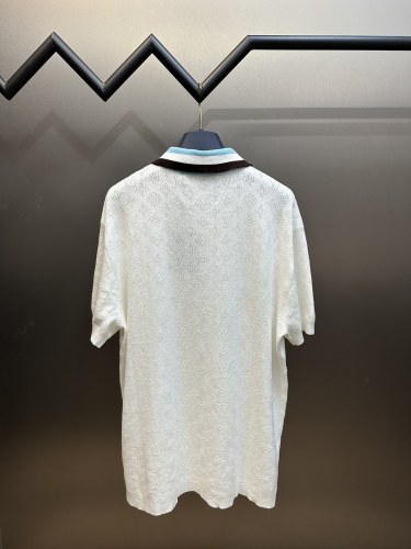 Louis Vuitton Fashion Hollow Logo Three Color Collar Woolen Polo Shirt