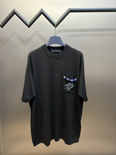 Louis Vuitton Fashion Pocket Logo Embroidered Bead Wool Round Neck Short Sleeve