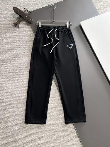 Prada New Classic Unisex Triangle Logo Elastic Band Casual Pants