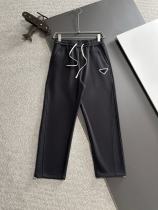 Prada New Classic Unisex Triangle Logo Elastic Band Casual Pants
